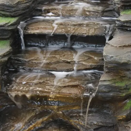 Sunnydaze 14"H Electric Polyresin Shale Falls Outdoor Water Fountain with LED Lights image {6}