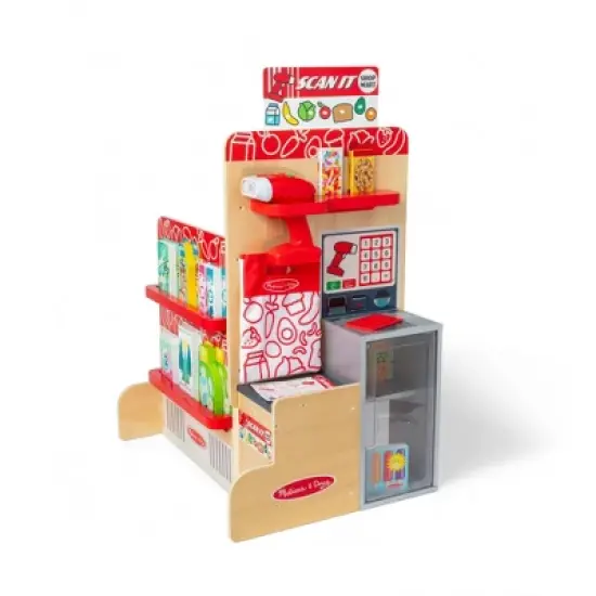 Melissa & Doug Wooden Scan It! Shop Mart Play Set With Electronic Scanner And Wooden Play Food To Scan: Toy Kitchen with Creative Accessories image {3}