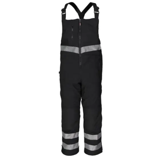RefrigiWear Mens Insulated Softshell Enhanced Visibility Reflective Bib Overalls image {7}