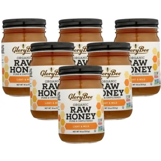 Glorybee Organic Raw Honey Light and Mild - 6 pack, 18 oz image {4}