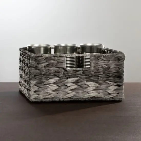 mDesign Woven Farmhouse Pantry Food Storage Bin Basket Box - 3 Pack - Gray Ombre image {6}