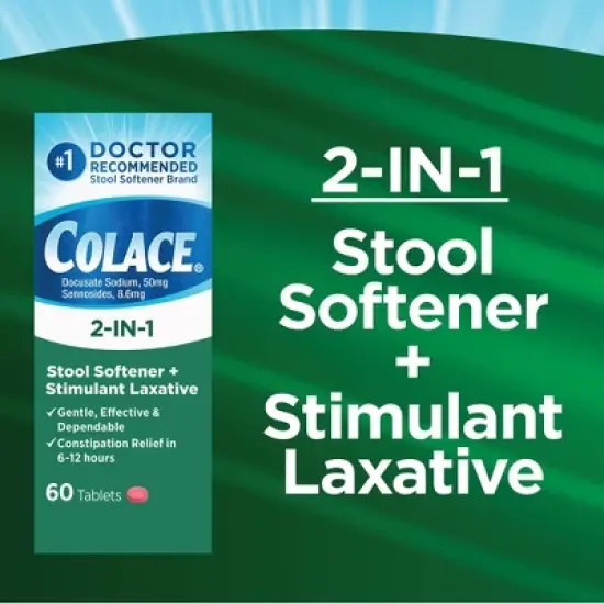 Colace 2-IN-1 Stool Softener + Stimulant Laxative - 60ct image {3}