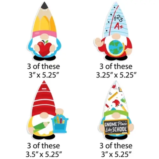 Big Dot of Happiness School Gnomes - Teacher and Classroom Decorations - Tree Ornaments - Set of 12 image {6}
