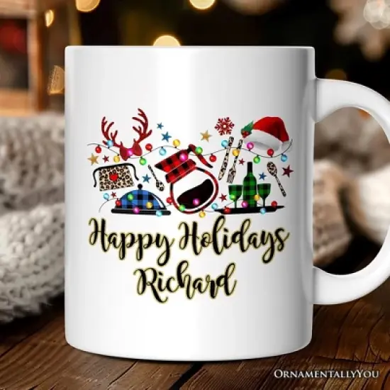 Waitress Buffalo Plaid Christmas Mug Gift (Non-Custom Only)| OrnamentallyYou image {4}