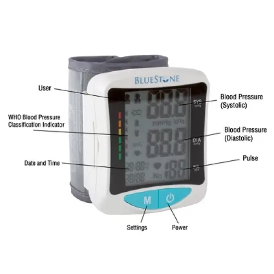 Fleming Supply Automatic Adjustable Cuff Wrist Blood Pressure Monitor With Digital LCD Display Screen image {1}