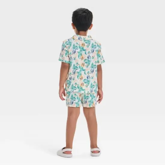 Toddler Boys' 2pc Bluey Woven Gauze Button-Up Top & Shorts Set - Ivory image {1}