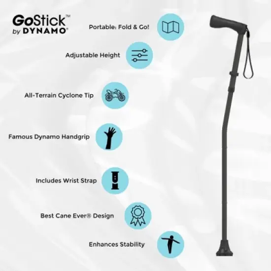 Hachikiko GoStick Folding Cane,Adjustable Stable Walking Cane, Heavy Duty Travel-Friendly with Anti-Slip Tip image {4}