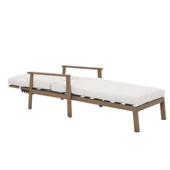 COWLOWN Outdoor Aluminum Chaise Lounge Chair with Padded Cushion & Armrests, Weather-Resistant Patio Recliner for Poolside, Deck, Garden Relaxation image {1}