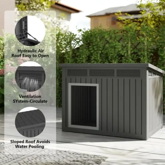 Decksplore Large Dog House Plastic Pet Shelter with Ventilation All-Weather Outdoor image {9}