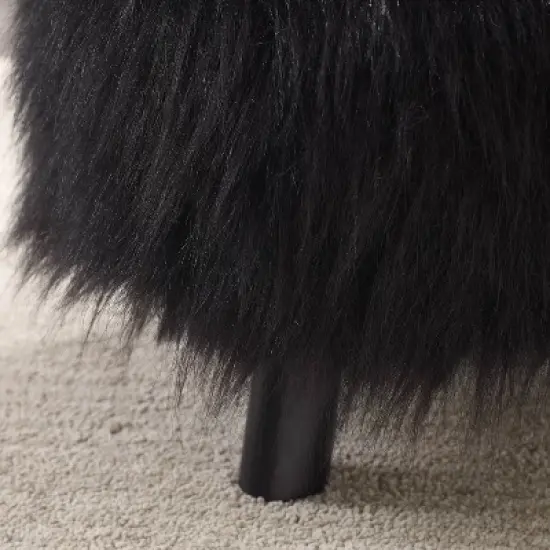 Faux Fur Foot Stool - Linon image {4}