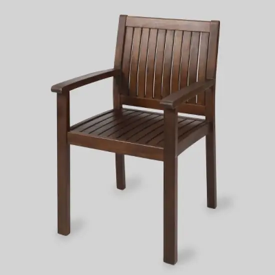 Fallon 7pc Acacia Wood Patio Dining Set: Weather-Resistant, 6 Arm Chairs - Christopher Knight Home image {2}