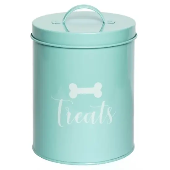 Park Life Designs 46 fl oz Jasper Treat Tin Dog Food Storage - Aqua Blue image {4}