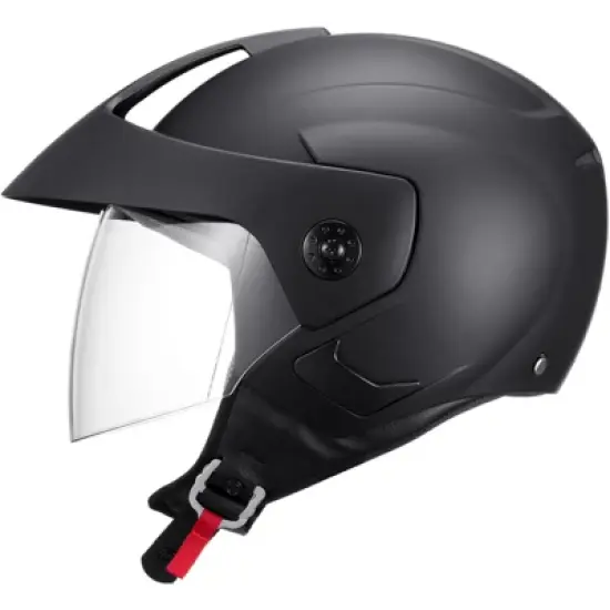 VEVOR Motorcycle Helmet, 3/4-Face, Smart Street ABS & High Density Helmet with Bluetooth Slot & Interchangeable Lens, DOT Approved, Black image {8}