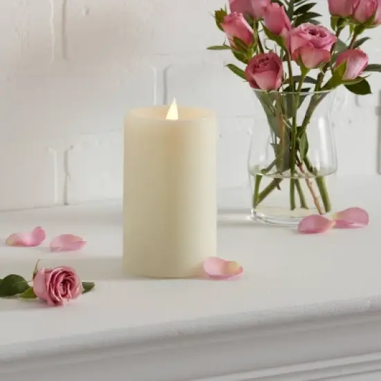 3" x 5" LED Pillar Candle Cream - Threshold&trade; image {1}