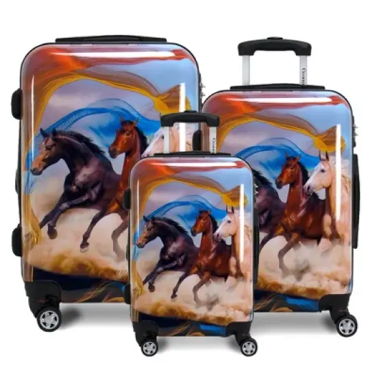 Chariot Printed Expandable Hardside Spinner Luggage Set image {7}
