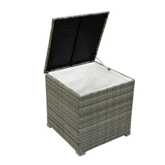 4pc Wicker Patio Seating Set with Cushions - Gray/Beige - GODEER image {17}