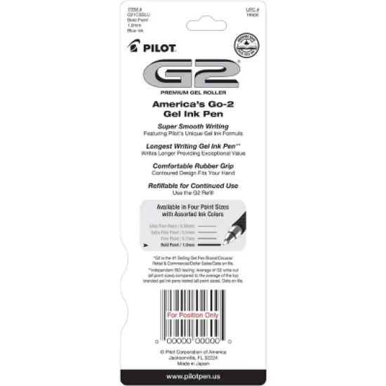 Pilot 3pk G2 Gel Pens Bold Point 1.0mm Blue Ink image {5}