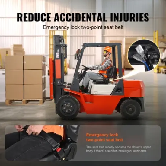 VEVOR Universal Forklift Seat,Tractor Seat with Adjustable Angle Back, Micro Switch and Seatbelt,Wrap-around Forklift Seat, Black image {5}