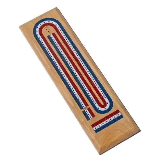 WE Games Classic Cribbage Set - Solid Wood TriColor Continuous 3 Track Board with Metal Pegs image {7}