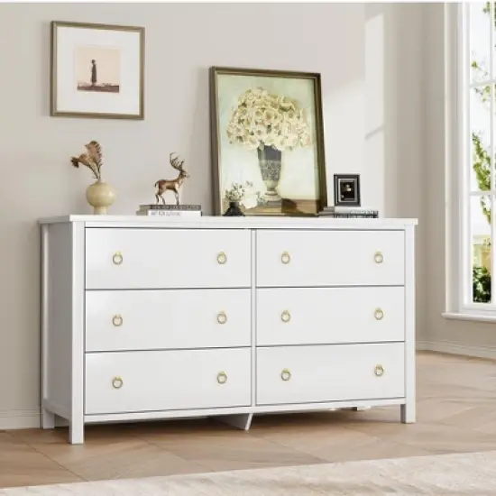 6 Dresser for Bedroom, 47.2" Wide Dresser, Modern Wide Drawer Dresser with Storage, Wooden Closet Dressers Chest of Drawers image {9}