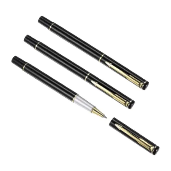 Unique Bargains Business Office Metal Smooth Writing Black Ink Ballpoint Pens 3 Pcs image {5}