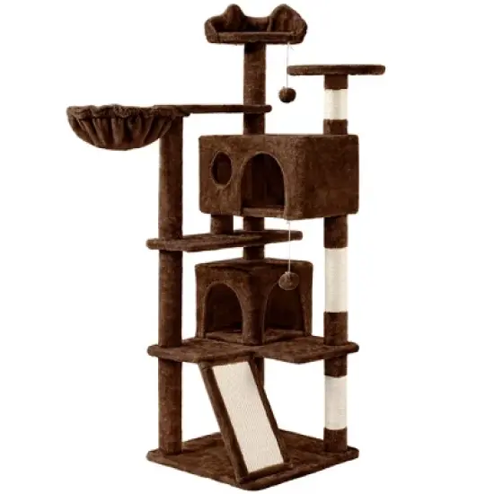 Yaheetech 57"H Plush Cat Tree Condo for Kittens/Small Cats image {15}