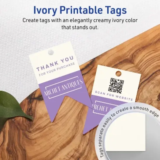 Avery Banner Flag Tags, 1-1/2" x 2-1/3", Matte Ivory, 150 Total image {2}
