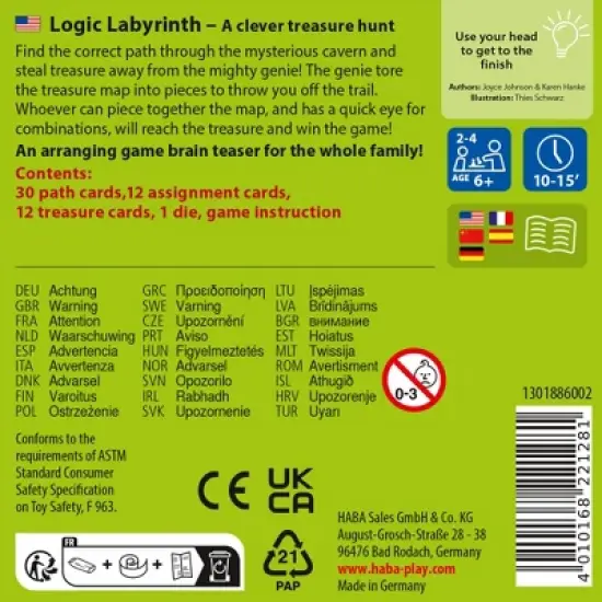 HABA Logic Labyrinth Mini Game - STEM Educational Board Game for Ages 6+, Perfect Family Board Games, Puzzle Games, Kids Games & Toys image {3}