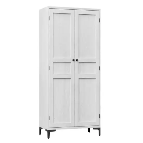 63 " Kitchen Pantry Cabinet 5 Tier Bathroom Cabinet with 4 Doors Adjustable Shelves image {9}
