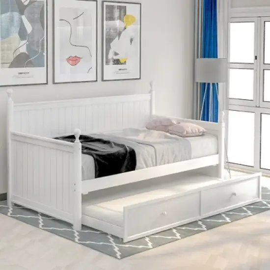 Twin Size Wood Daybed with Trundle Bed-ModernLuxe image {16}