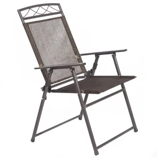 Tangkula 4PCS Folding Sling Chairs Patio Garden Pool image {4}