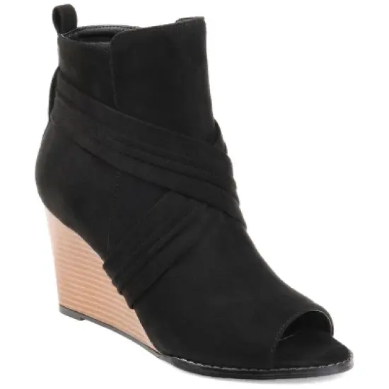 Journee Collection Womens Sabeena Inside Zip Open Toe Wedge Booties image {9}