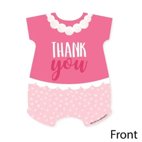 Big Dot of Happiness It's a Girl - Shaped Thank You Cards - Pink Baby Shower Thank You Note Cards with Envelopes - Set of 12 image {2}