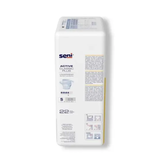 Seni Active Classic Plus Disposable Underwear Pull On with Tear Away Seams Small, S-SM22-AC2, Moderate image {2}