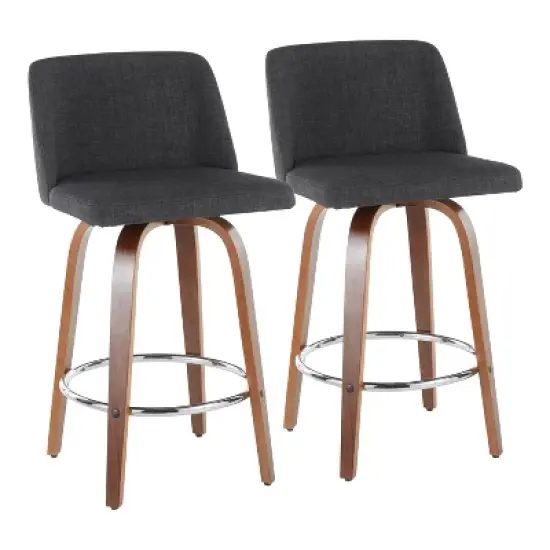 Set of 2 Toriano Mid-Century Modern Counter Height Barstools - LumiSource image {15}
