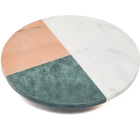 Lexi Home Marble Collection 12" Multi-Colored Lazy Susan image {2}