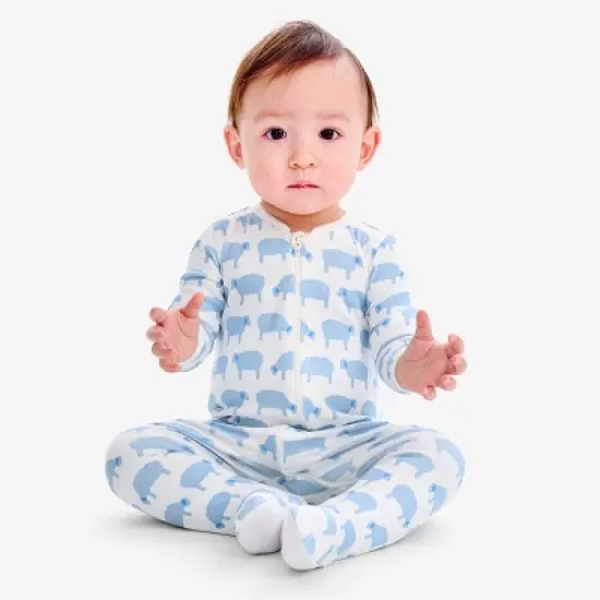 Primary Baby Organic Animal Friends Zip Footie image {9}