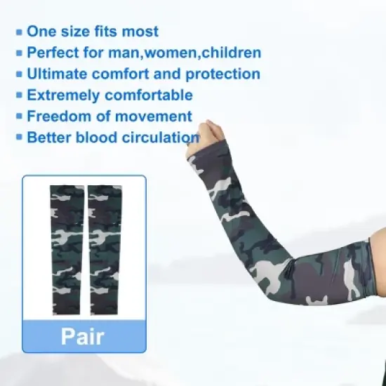 Unique Bargains Basketball Sports Camouflage Cooling Arm Elbow Compression Sleeve Drak Green 1 Pair image {4}