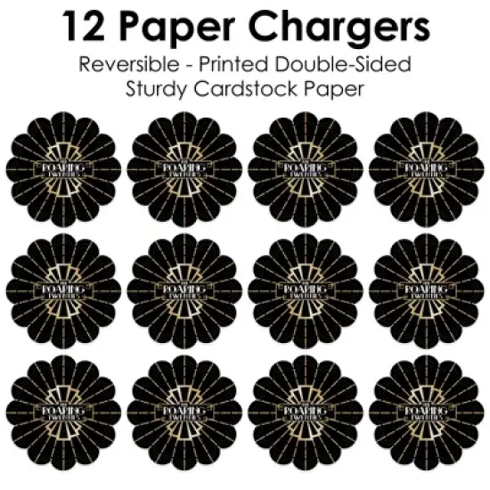 Big Dot of Happiness Roaring 20&rsquo;s - 1920s Art Deco Jazz Party Round Table Decorations - Paper Chargers - Place Setting For 12 image {4}
