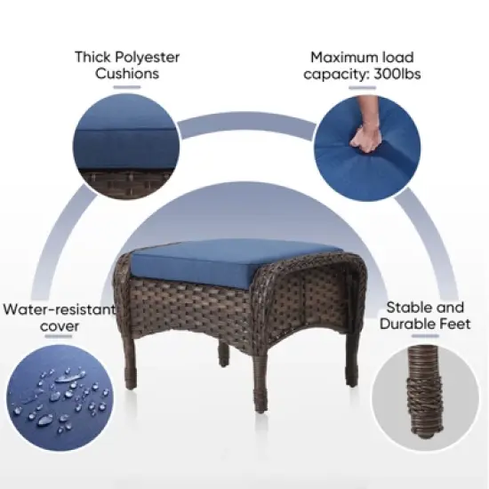 Outdoor 3-Seat Sofa Swivel Chair Table with Ottomans image {11}