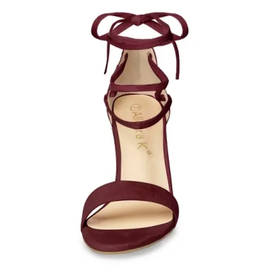 Allegra K Women's Tie Up Strappy Chunky High Heels Sandal image {2}