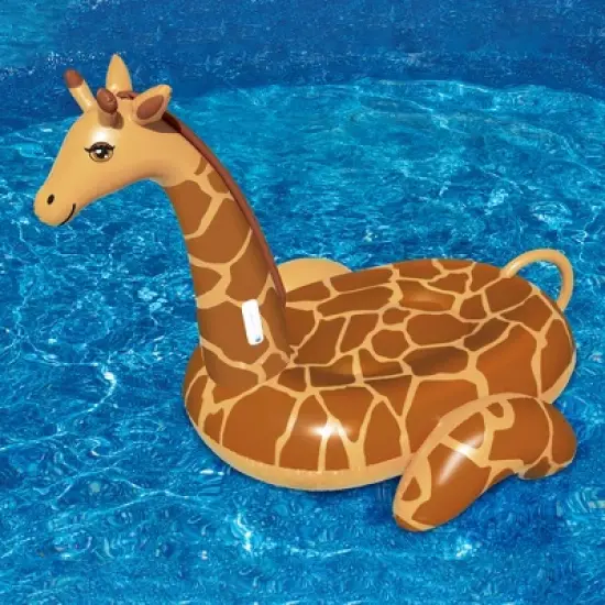 Swimline 96" Water Sports Inflatable Giant Giraffe Swimming Pool 2-Person Ride-On Lounger - Brown image {1}