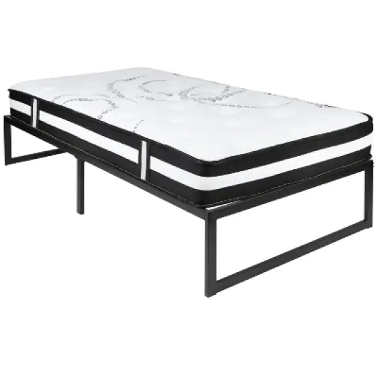 Emma and Oliver 14" Platform Bed Frame & 12" Mattress in a Box - No Box Spring Required image {12}