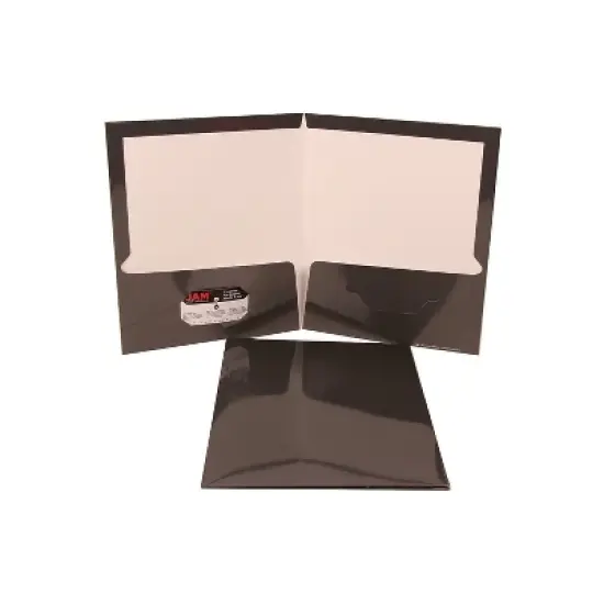 JAM Paper Glossy 2-Pocket Presentation Folder Gray 100/Carton 31225352D image {5}