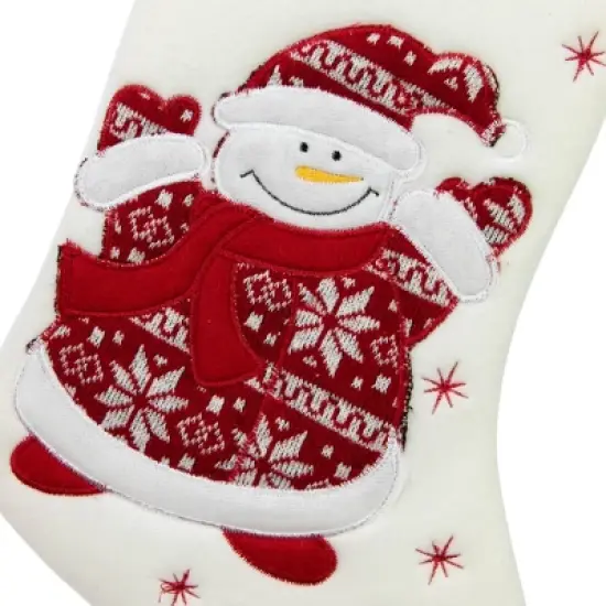 Northlight 17" White and Red "Welcome" Snowman Embroidered Christmas Stocking image {3}