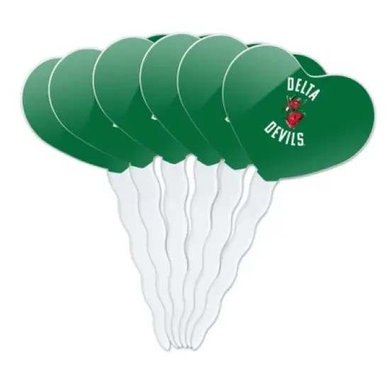 Mississippi Valley State University Delta Devils Logo Heart Love Cupcake Picks Toppers Decoration Set of 6 image {7}