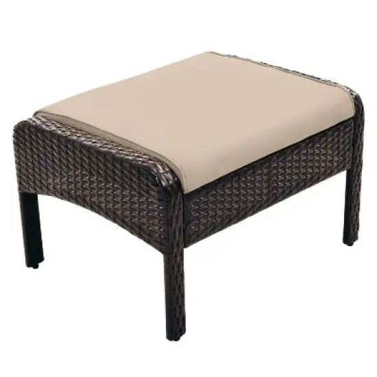 6 PCS Patio PE Rattan Conversation Set, Outdoor Wicker Sectional Sofa with Removable Cushions and Tempered Glass Table-ModernLuxe image {9}