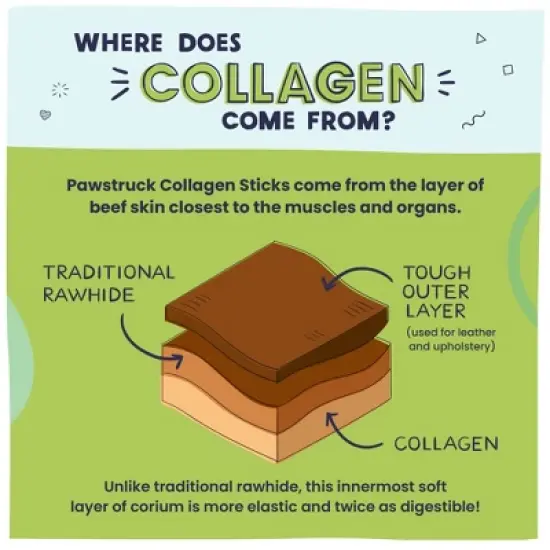 Pawstruck Natural Beef Collagen Sticks for Dogs - Healthy Long Lasting Alternative to Traditional Rawhide w/ Chondroitin & Glucosamine image {5}