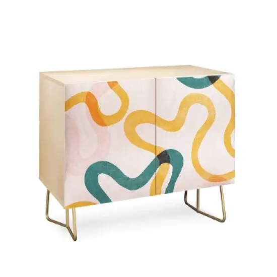 ThirtyOne Illustrations Streamers Gold Legged Credenza - Deny Designs image {2}