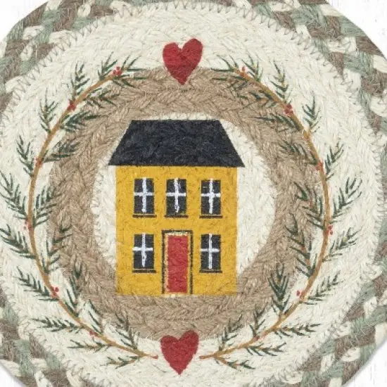 Earth Rugs Handcrafted Rustic Jute Trivet with Home Garland Print for Dining Table Use image {2}